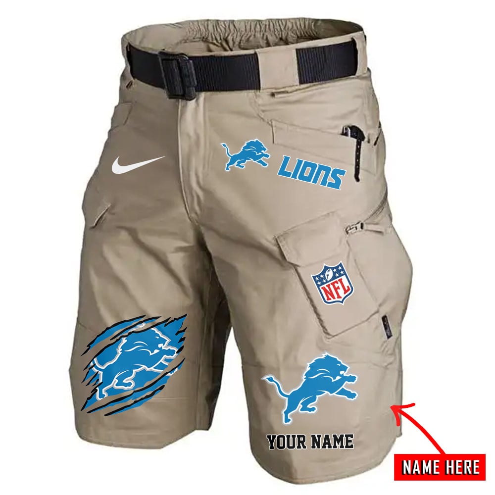 Detroit Lions Limited Edition Front Pockets Men Shorts (Belt Not Included) AZBTFPMS000145