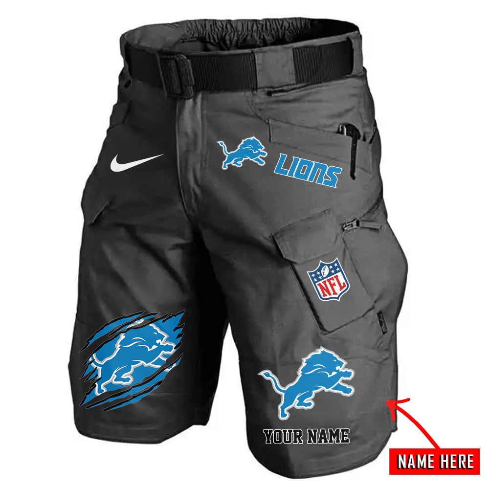 Detroit Lions Limited Edition Front Pockets Men Shorts (Belt Not Included) AZBTFPMS000145