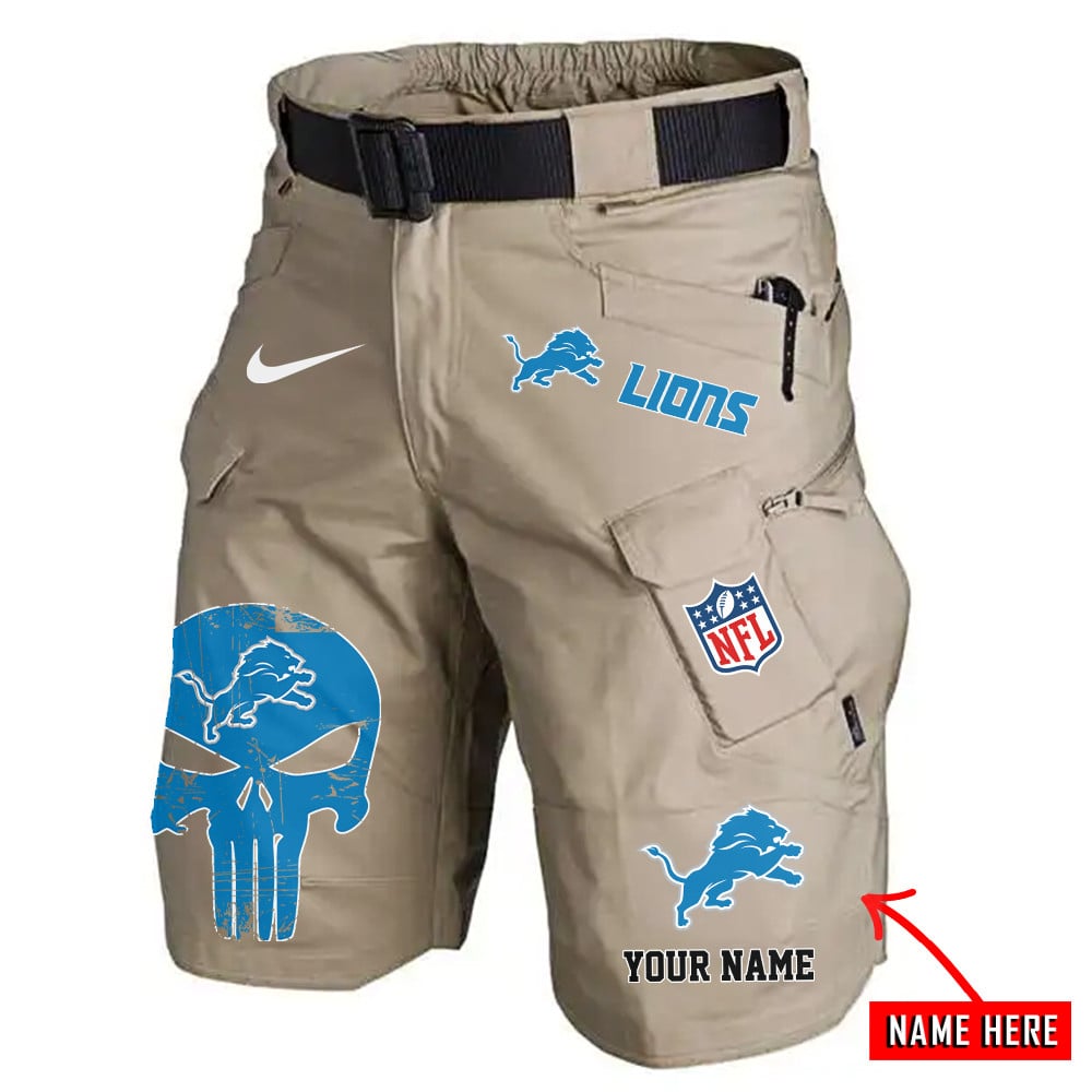 Detroit Lions Limited Edition Front Pockets Men Shorts (Belt Not Included) AZBTFPMS000067