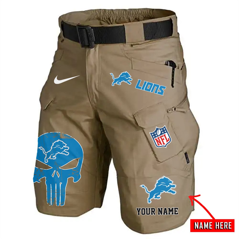 Detroit Lions Limited Edition Front Pockets Men Shorts (Belt Not Included) AZBTFPMS000067