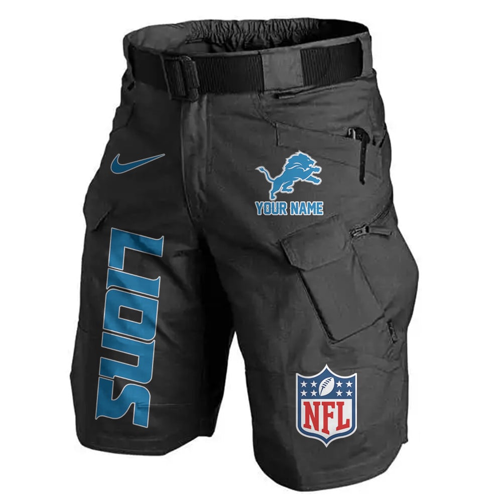 Detroit Lions Limited Edition Front Pockets Men Shorts (Belt Not Included) AZBTFPMS000157