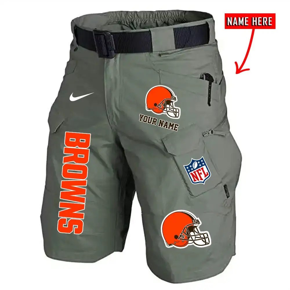 Cleveland Browns Limited Edition Front Pockets Men Shorts (Belt Not Included) AZBTFPMS000012