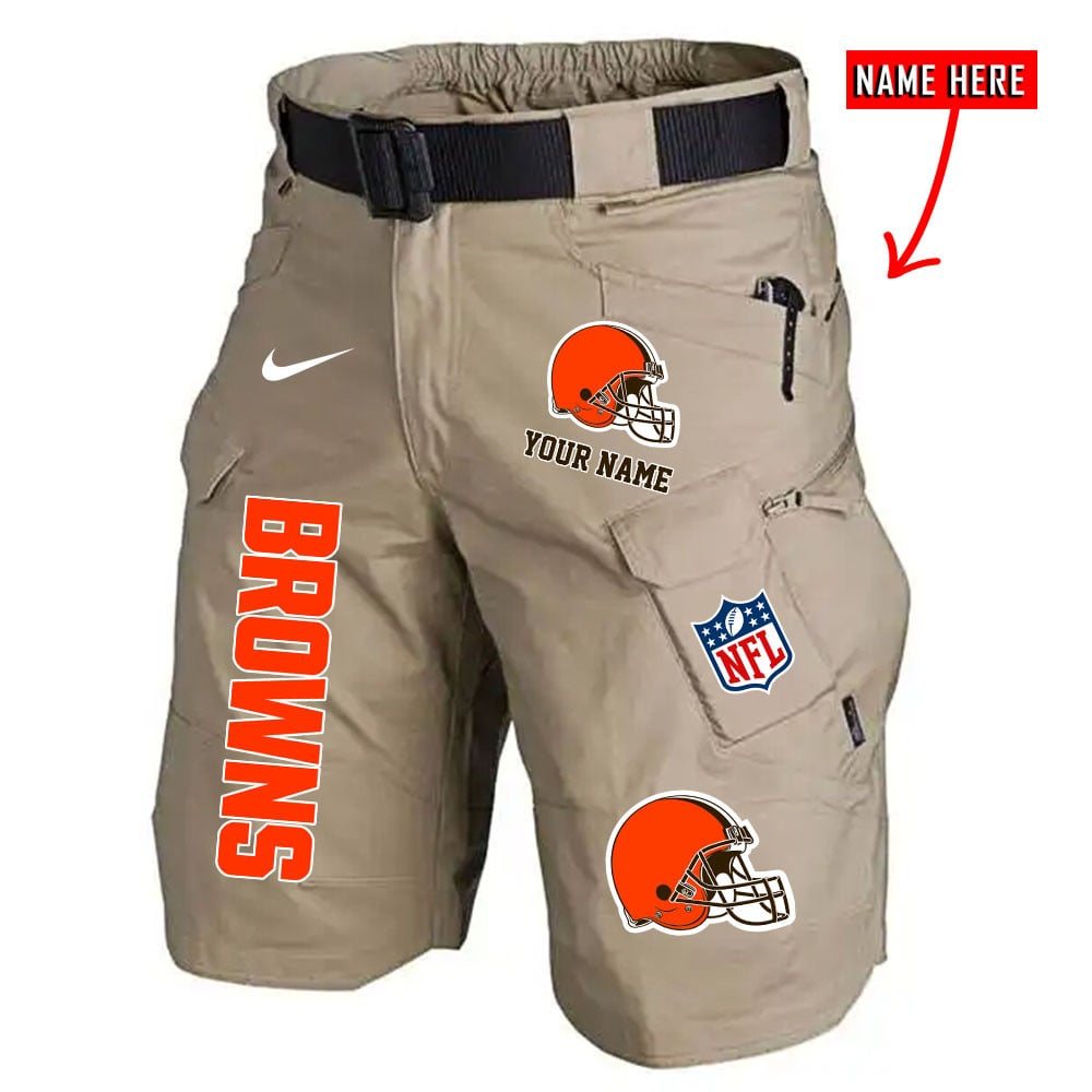 Cleveland Browns Limited Edition Front Pockets Men Shorts (Belt Not Included) AZBTFPMS000012