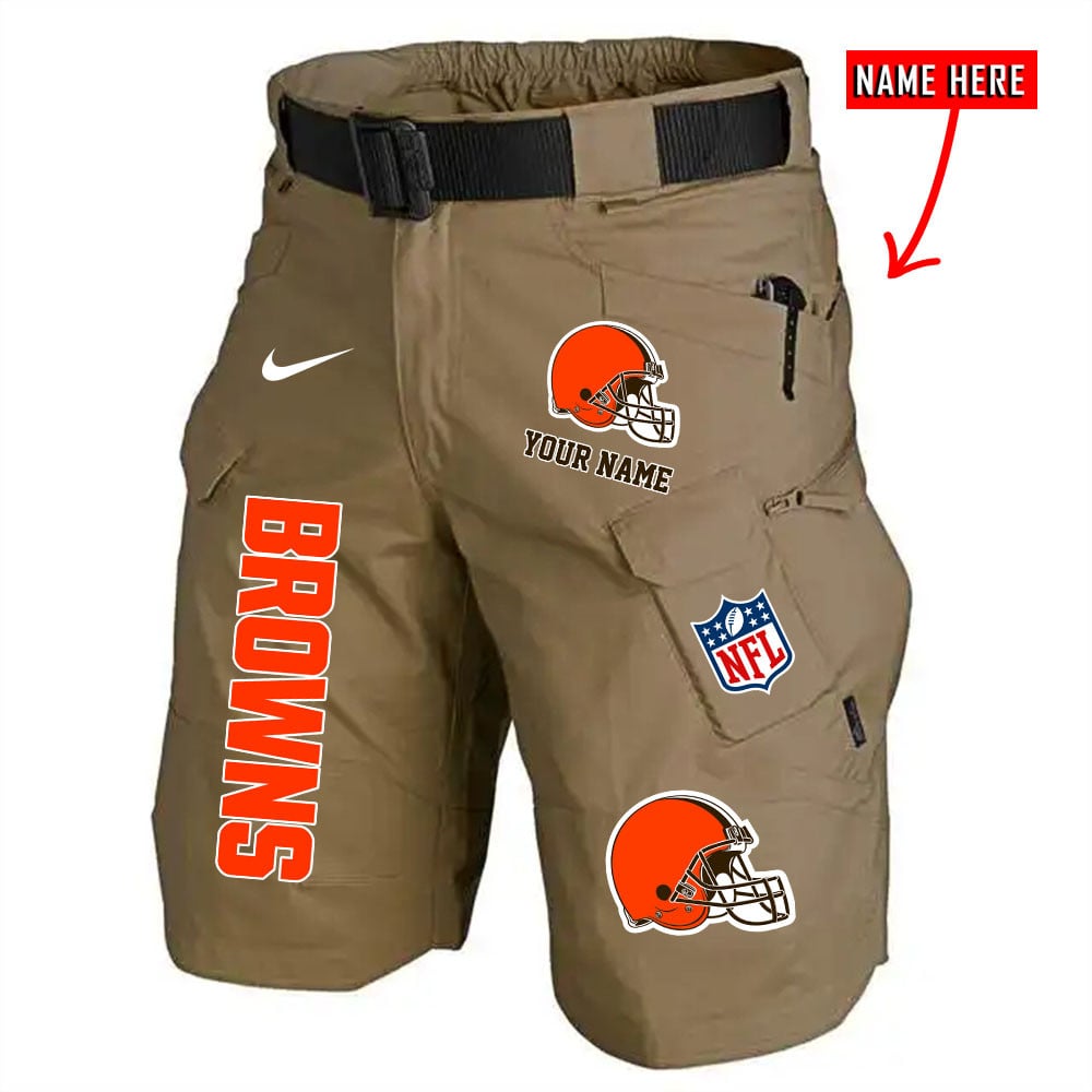 Cleveland Browns Limited Edition Front Pockets Men Shorts (Belt Not Included) AZBTFPMS000012