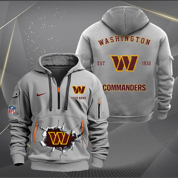 Washington Commanders  New Personalized Quarter Zip Hoodie Limited Edition AZBTQZH000139