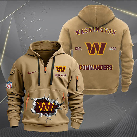 Washington Commanders  New Personalized Quarter Zip Hoodie Limited Edition AZBTQZH000139