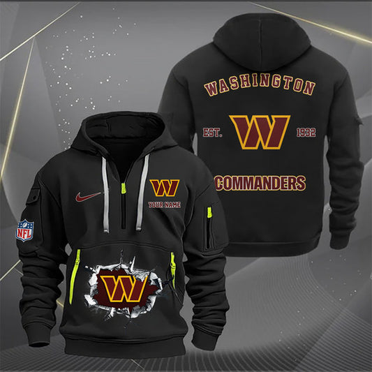 Washington Commanders  New Personalized Quarter Zip Hoodie Limited Edition AZBTQZH000139