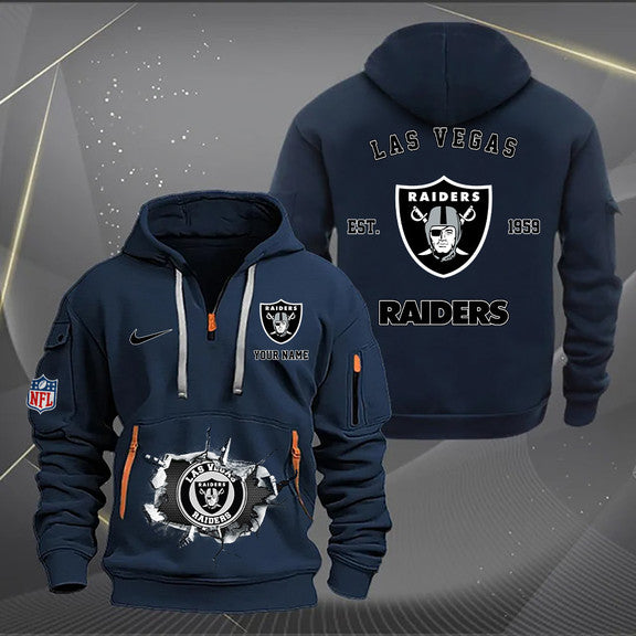 Las Vegas Raiders New Personalized Quarter Zip Hoodie Limited Edition AZBTQZH000136