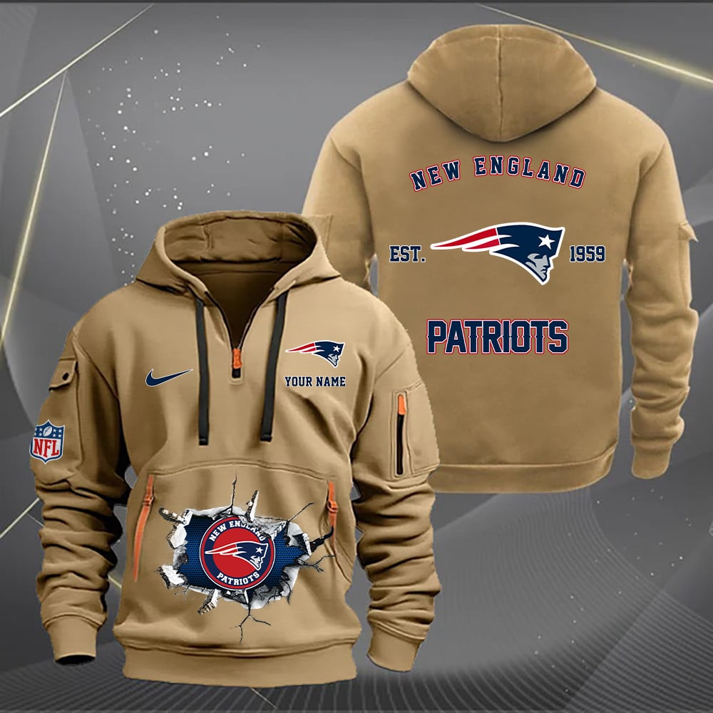 New England Patriots New Personalized Quarter Zip Hoodie Limited Edition AZBTQZH000135