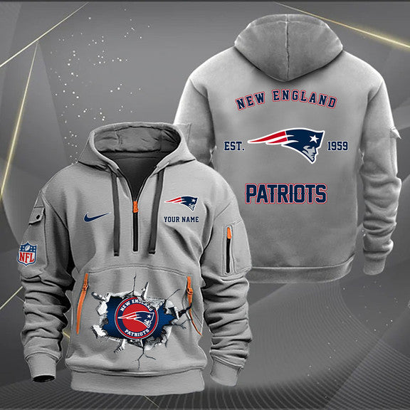New England Patriots New Personalized Quarter Zip Hoodie Limited Edition AZBTQZH000135