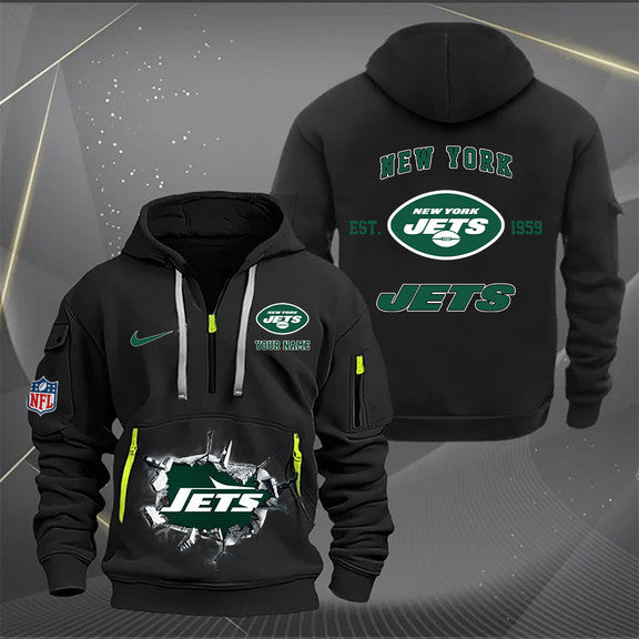 New York Jets New Personalized Quarter Zip Hoodie Limited Edition AZBTQZH000134