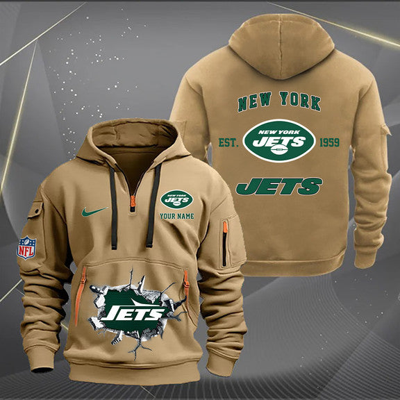 New York Jets New Personalized Quarter Zip Hoodie Limited Edition AZBTQZH000134