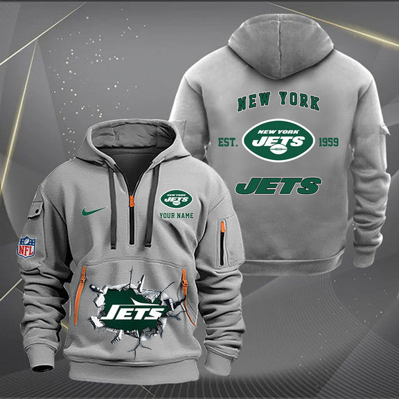 New York Jets New Personalized Quarter Zip Hoodie Limited Edition AZBTQZH000134