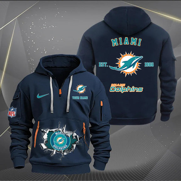 Miami Dolphins  New Personalized Quarter Zip Hoodie Limited Edition AZBTQZH000133