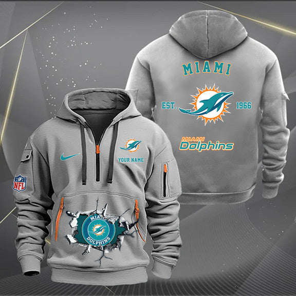 Miami Dolphins  New Personalized Quarter Zip Hoodie Limited Edition AZBTQZH000133