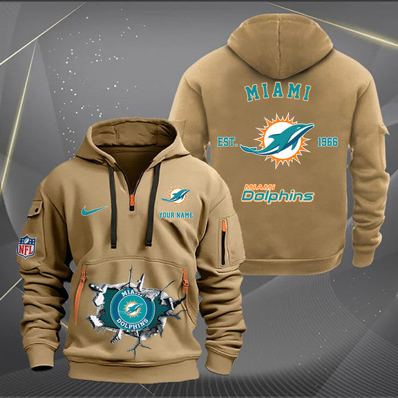 Miami Dolphins  New Personalized Quarter Zip Hoodie Limited Edition AZBTQZH000133