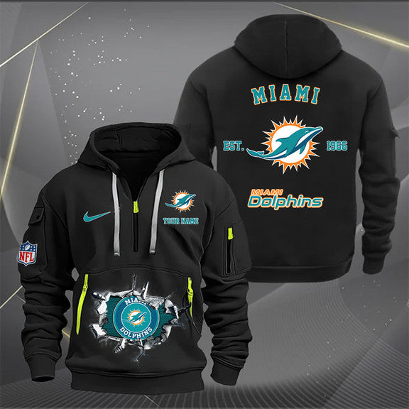 Miami Dolphins  New Personalized Quarter Zip Hoodie Limited Edition AZBTQZH000133
