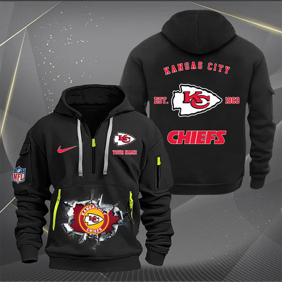 Kansas City Chiefs New Personalized Quarter Zip Hoodie Limited Edition AZBTQZH000131