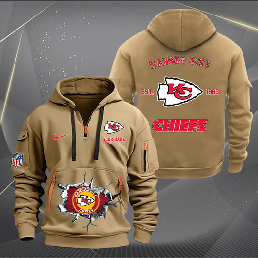 Kansas City Chiefs New Personalized Quarter Zip Hoodie Limited Edition AZBTQZH000131