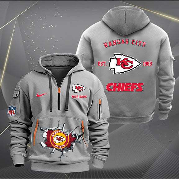 Kansas City Chiefs New Personalized Quarter Zip Hoodie Limited Edition AZBTQZH000131