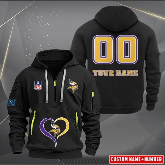 Minnesota Vikings  New Personalized Quarter Zip Hoodie Limited Edition AZBTQZH000128