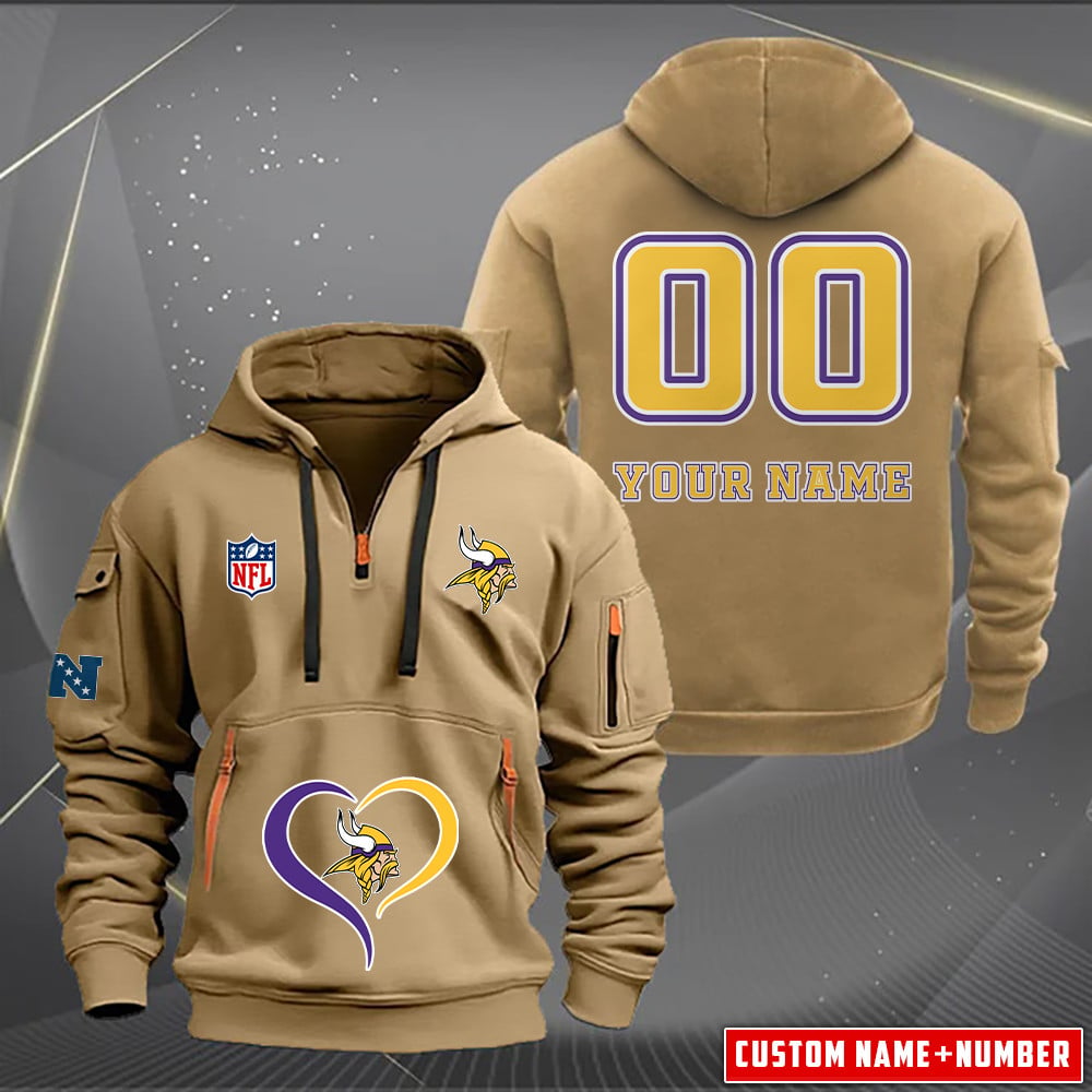 Minnesota Vikings  New Personalized Quarter Zip Hoodie Limited Edition AZBTQZH000128