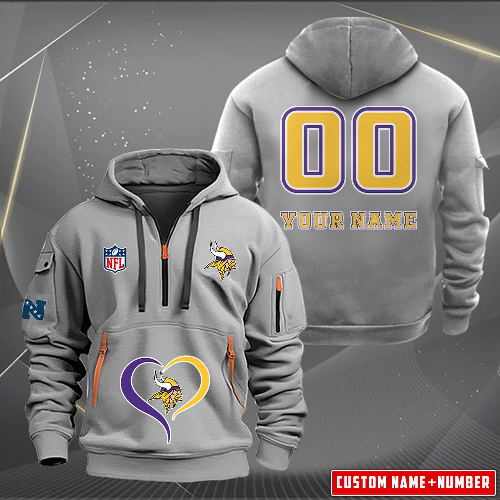 Minnesota Vikings  New Personalized Quarter Zip Hoodie Limited Edition AZBTQZH000128