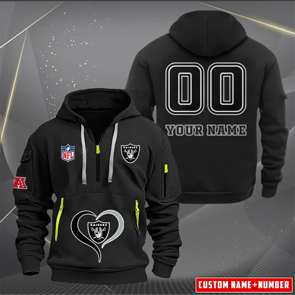 Las Vegas Raiders New Personalized Quarter Zip Hoodie Limited Edition AZBTQZH000129