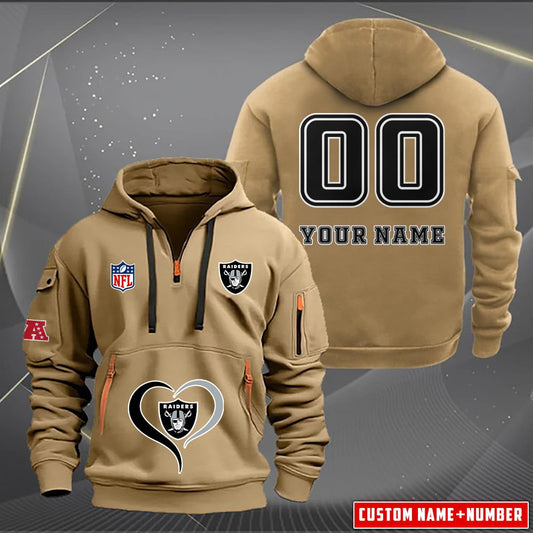 Las Vegas Raiders New Personalized Quarter Zip Hoodie Limited Edition AZBTQZH000129