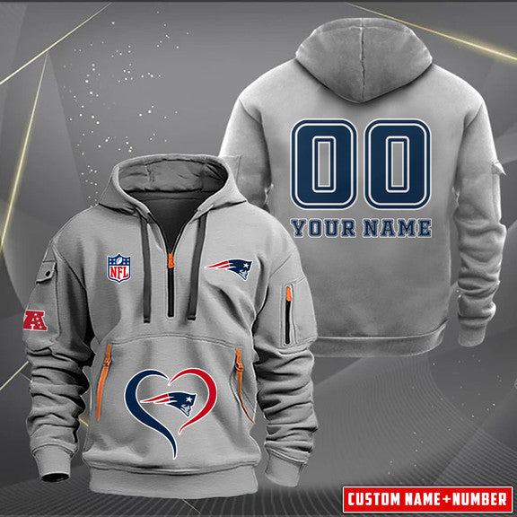New England Patriots New Personalized Quarter Zip Hoodie Limited Edition AZBTQZH000150