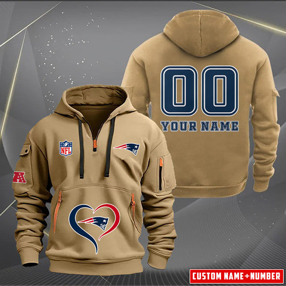 New England Patriots New Personalized Quarter Zip Hoodie Limited Edition AZBTQZH000150