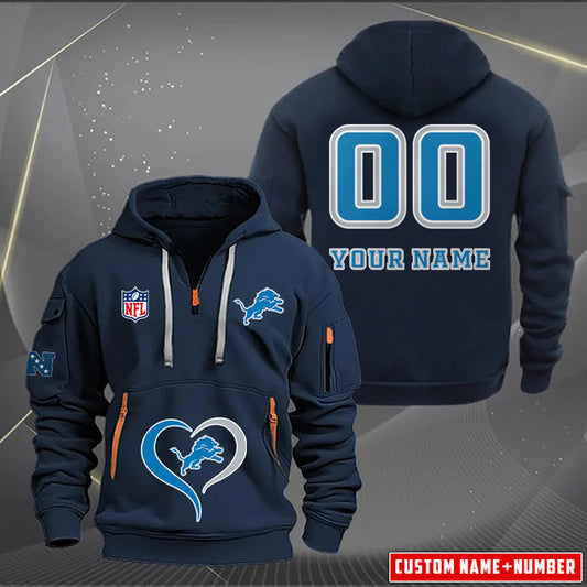 Detroit Lions  New Personalized Quarter Zip Hoodie Limited Edition AZBTQZH000149