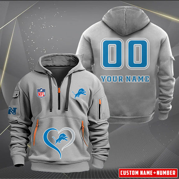Detroit Lions  New Personalized Quarter Zip Hoodie Limited Edition AZBTQZH000149