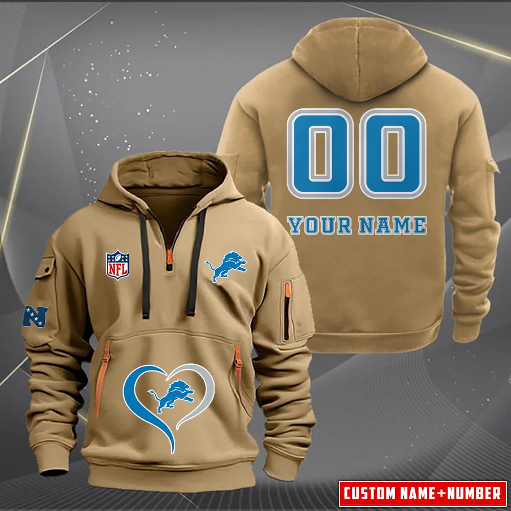 Detroit Lions  New Personalized Quarter Zip Hoodie Limited Edition AZBTQZH000149