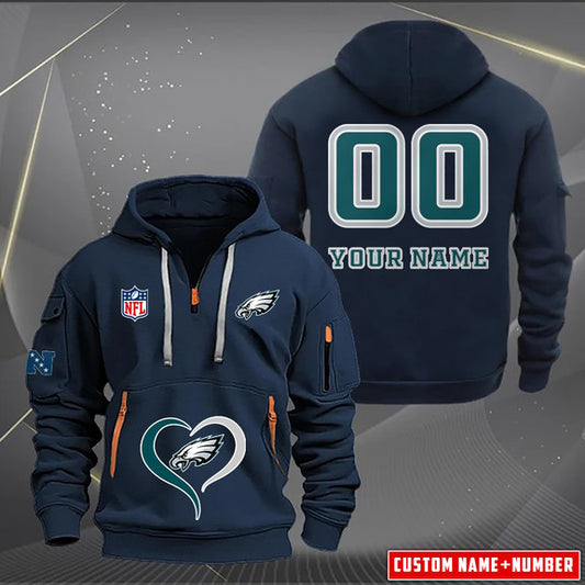 Philadelphia Eagles  New Personalized Quarter Zip Hoodie Limited Edition AZBTQZH000147