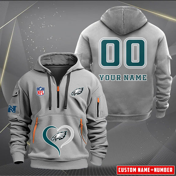 Philadelphia Eagles  New Personalized Quarter Zip Hoodie Limited Edition AZBTQZH000147