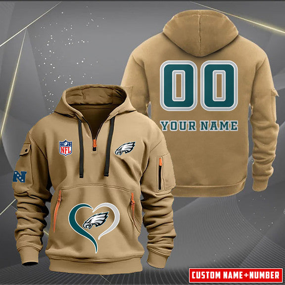 Philadelphia Eagles  New Personalized Quarter Zip Hoodie Limited Edition AZBTQZH000147