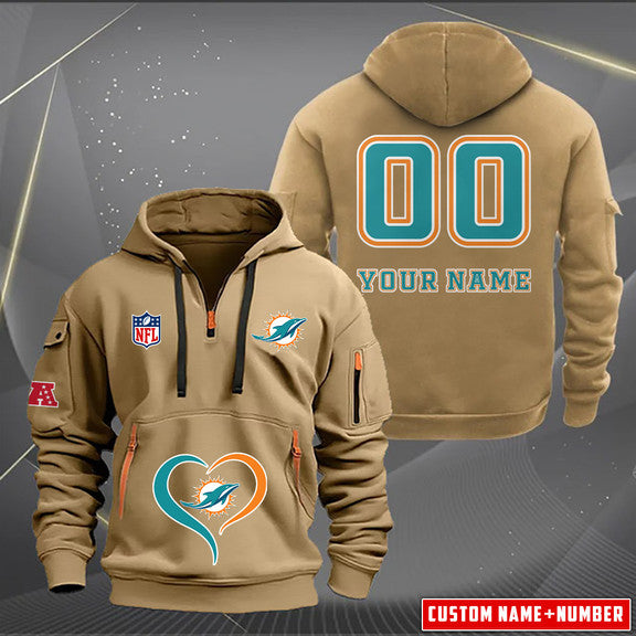 Miami Dolphins  New Personalized Quarter Zip Hoodie Limited Edition AZBTQZH000146