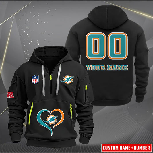 Miami Dolphins  New Personalized Quarter Zip Hoodie Limited Edition AZBTQZH000146