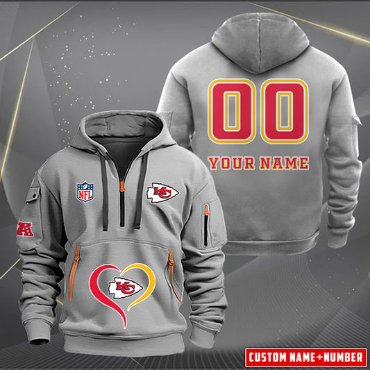 Kansas City Chiefs New Personalized Quarter Zip Hoodie Limited Edition AZBTQZH000144