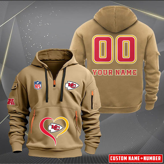 Kansas City Chiefs New Personalized Quarter Zip Hoodie Limited Edition AZBTQZH000144