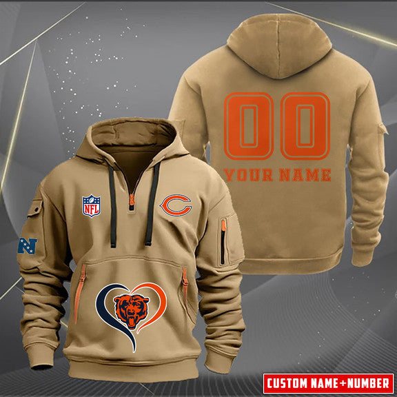 Chicago Bears  New Personalized Quarter Zip Hoodie Limited Edition AZBTQZH000143
