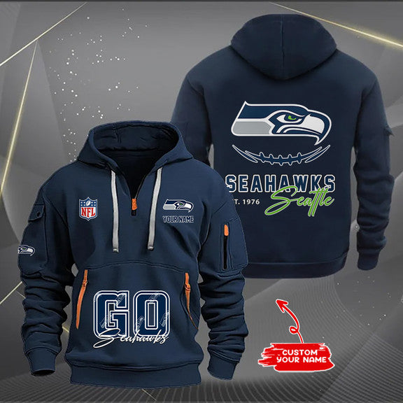 Seattle Seahawks  New Personalized Quarter Zip Hoodie Limited Edition AZBTQZH000165