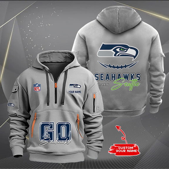 Seattle Seahawks  New Personalized Quarter Zip Hoodie Limited Edition AZBTQZH000165