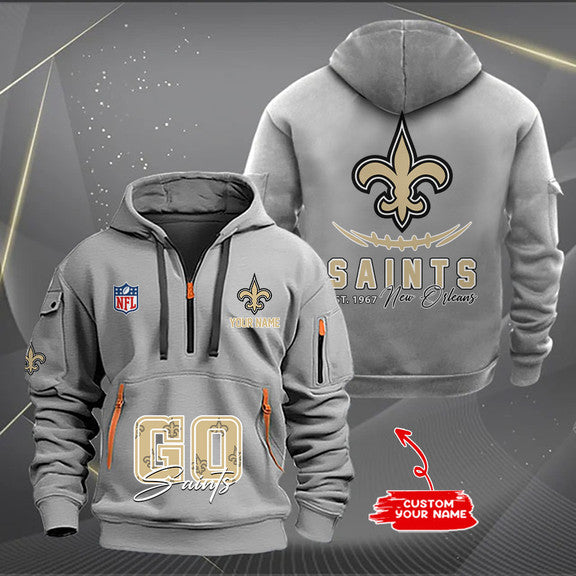 New Orleans Saints New Personalized Quarter Zip Hoodie Limited Edition AZBTQZH000164