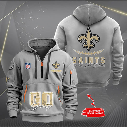 New Orleans Saints New Personalized Quarter Zip Hoodie Limited Edition AZBTQZH000164