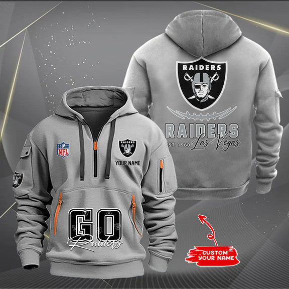 Las Vegas Raiders New Personalized Quarter Zip Hoodie Limited Edition AZBTQZH000162