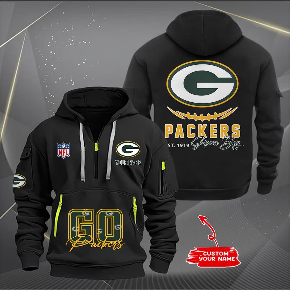 Green Bay Packers New Personalized Quarter Zip Hoodie Limited Edition AZBTQZH000161