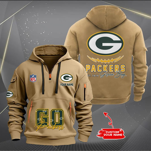 Green Bay Packers New Personalized Quarter Zip Hoodie Limited Edition AZBTQZH000161
