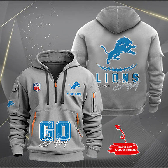 Detroit Lions  New Personalized Quarter Zip Hoodie Limited Edition AZBTQZH000160